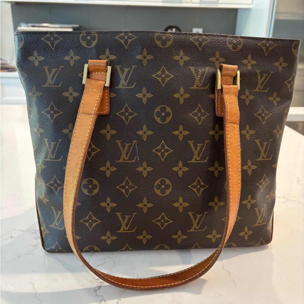 Authentic Louis Vuitton Monogram Hippo Piano Bag Tote w/Vachetta Leather Straps